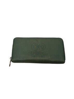 Coach Green Signature Audrey Perforated Leather Zip-Around Accordion Wallet